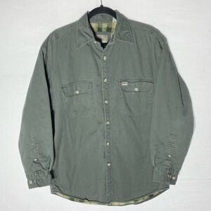 Vintage 90s Pacific Trail Green Fleece Lined Button Up Shirt Jacket Shacket M